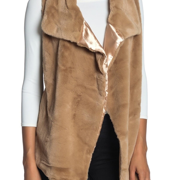 Philosophy Draped Collar Faux Fur Vest 